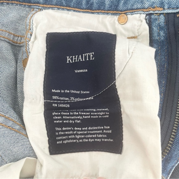 NWT Khaite Vanessa High Rise Slim Fit Straight Leg Jeans in Light Wash Size 25 - Picture 13 of 16